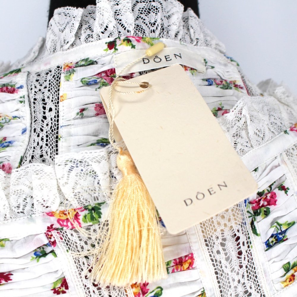 Doen Frances Top Fleurs De Jonquille White Organic Cotton Lace Trim Medium M NEW - Picture 7 of 8